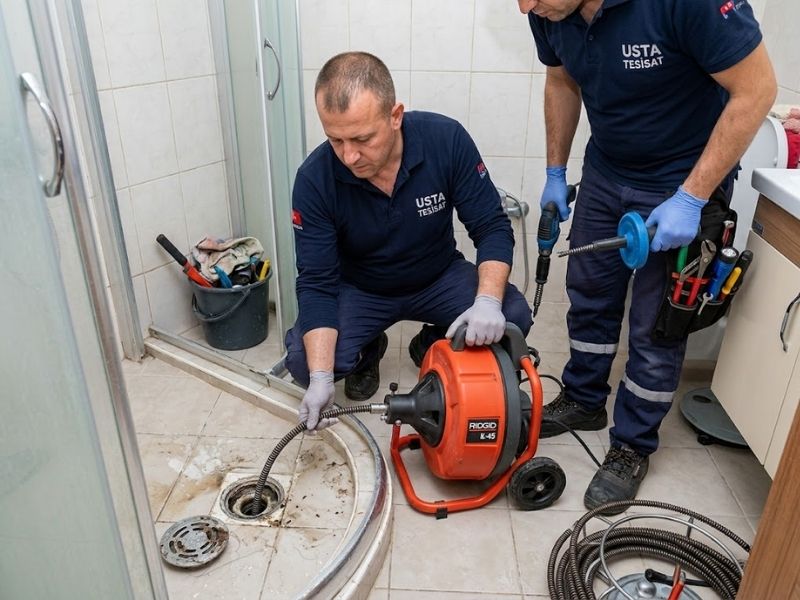 Banyo gideri açma çalışması